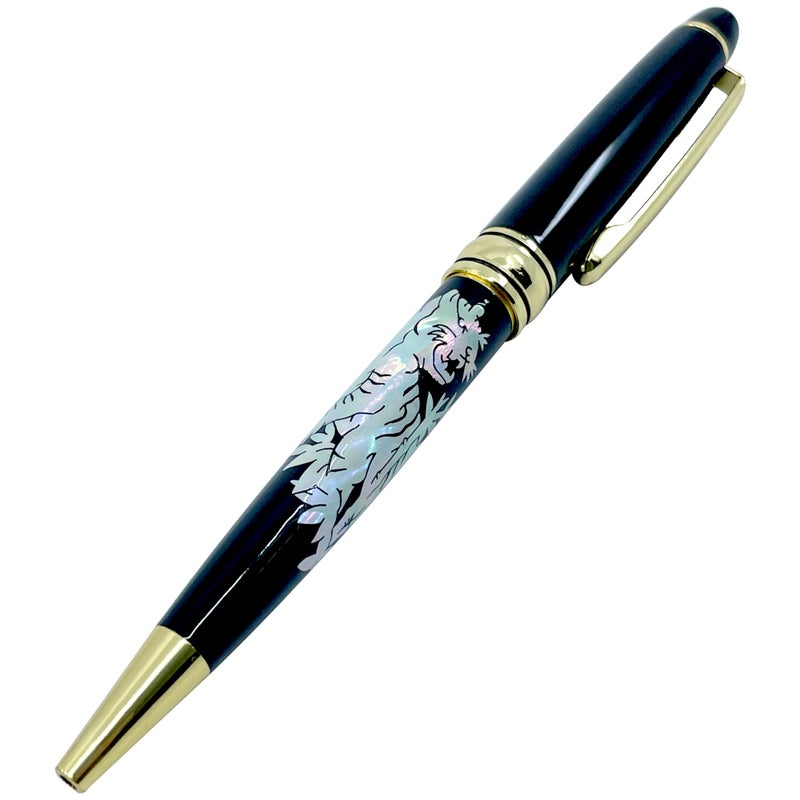 Nacreh Inlay Mother of Pearl Design Handmade Ballpoint Pen Retractable Executive Gift Deluxe Rollerball Point Black Ink (Tiger) - Image 3